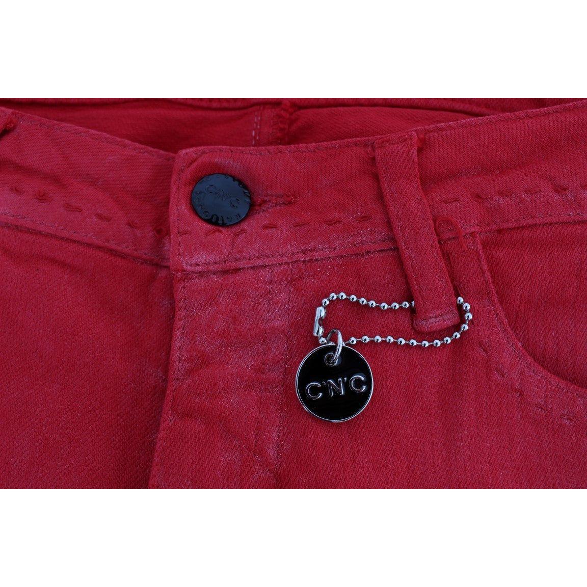 Costume National Red Cotton Blend Super Slim Fit Jeans SIG31090-5