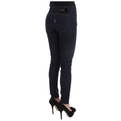 Costume National Blue Cotton Blend Slim Fit Jeans Jeans & Pants