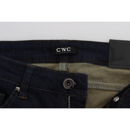 Costume National Blue Cotton Blend Slim Fit Jeans Jeans & Pants
