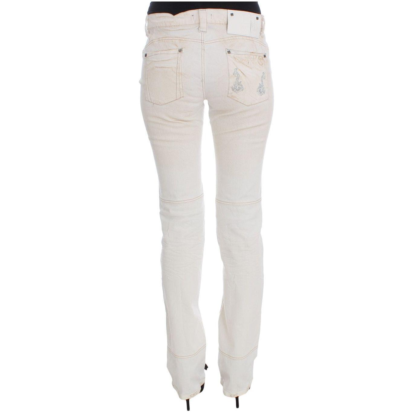 Costume National White Cotton Slim Fit Bootcut Jeans SIG32590-1