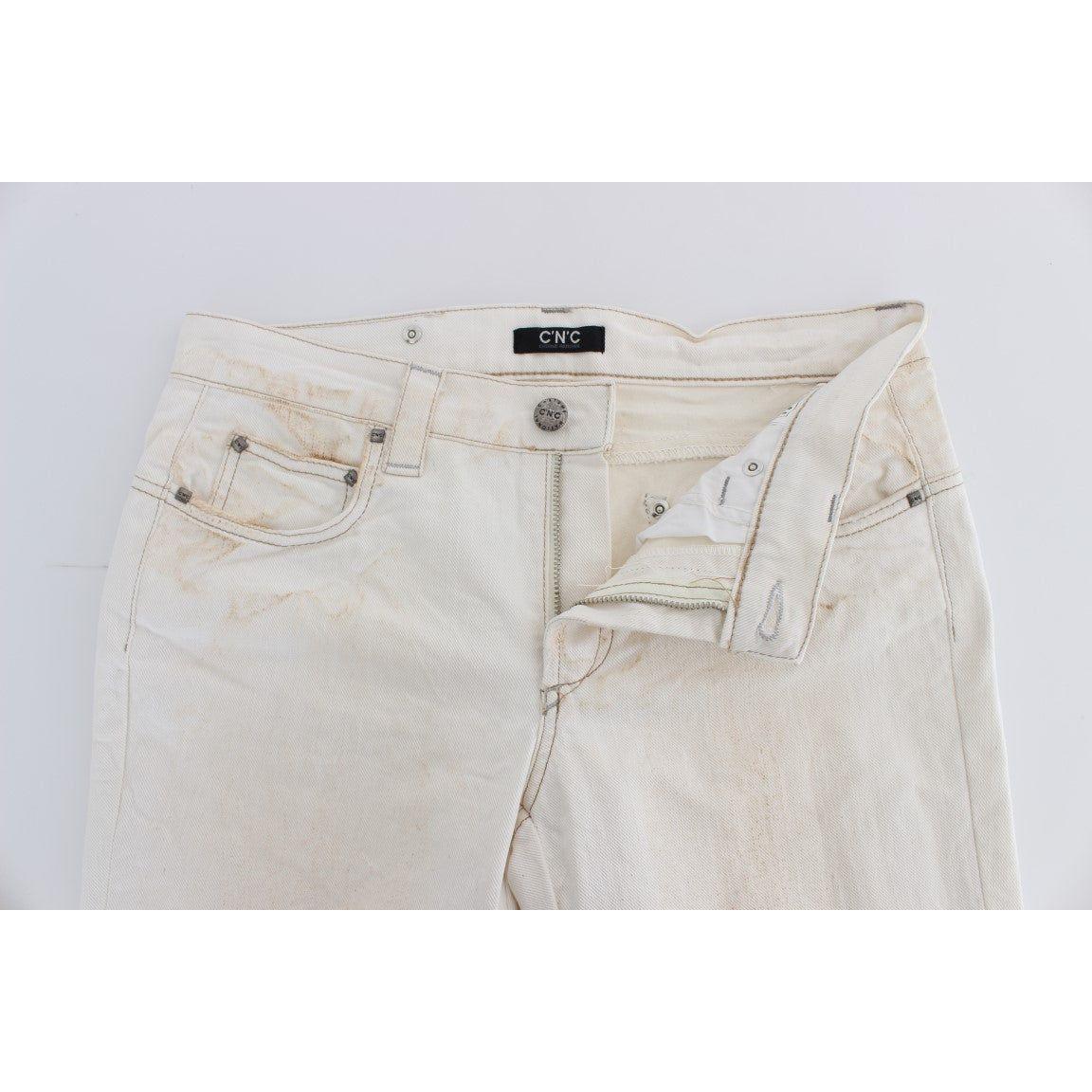 Costume National White Cotton Slim Fit Bootcut Jeans SIG32590-1