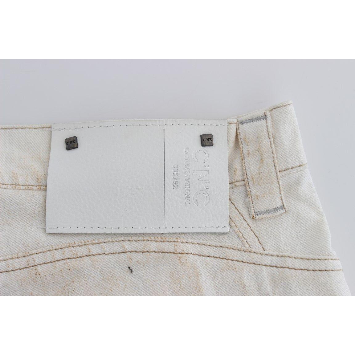 Costume National White Cotton Slim Fit Bootcut Jeans SIG32590-1