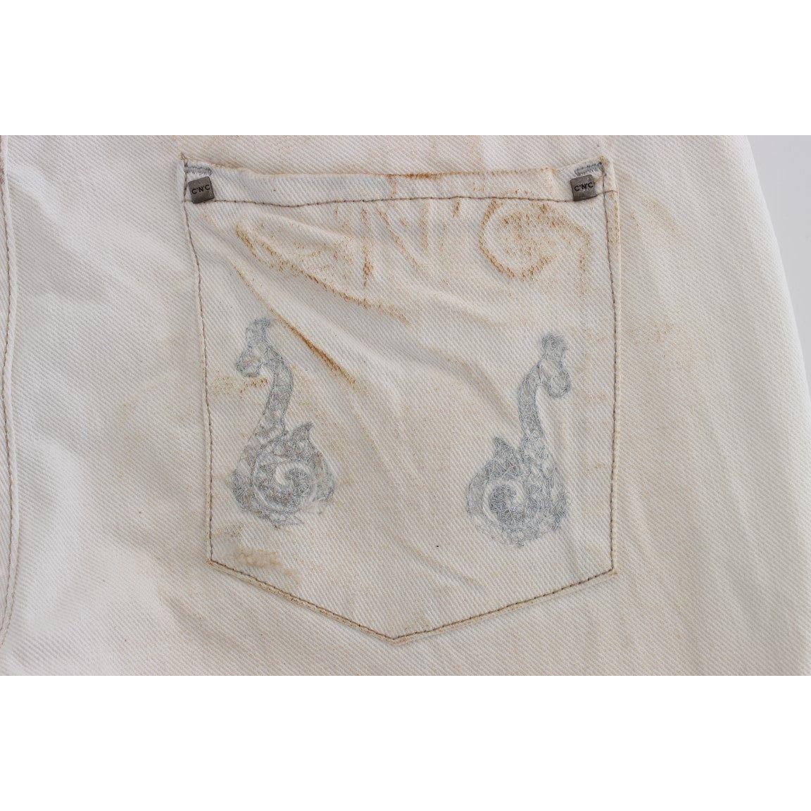 Costume National White Cotton Slim Fit Bootcut Jeans SIG32590-1