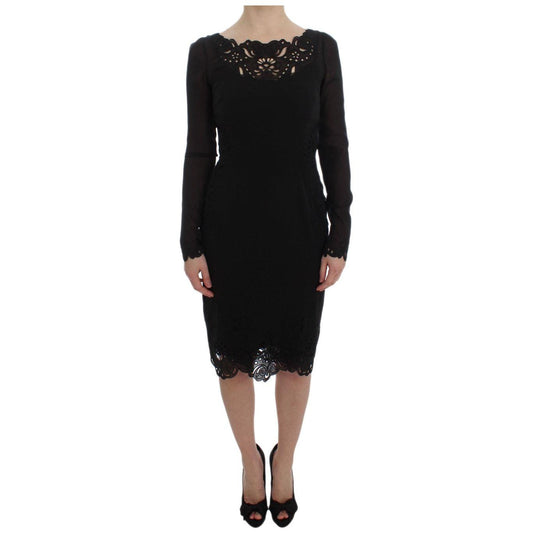 Dolce & Gabbana Black Silk Stretch Sheath Dress DRE10062-1