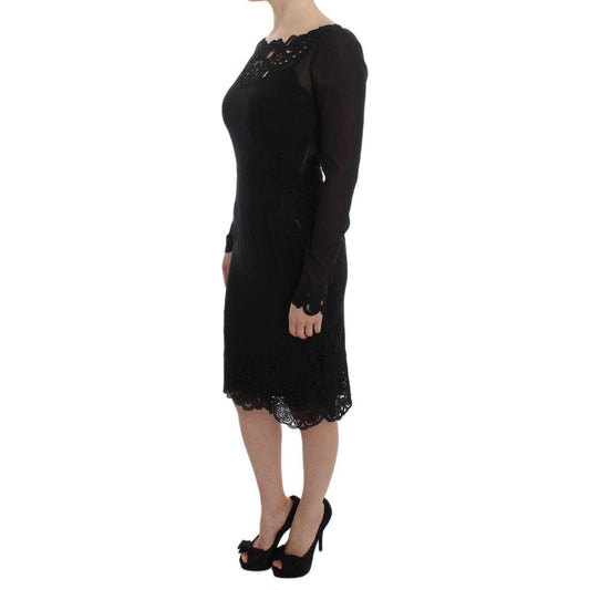 Dolce & Gabbana Black Silk Stretch Sheath Dress DRE10062-1