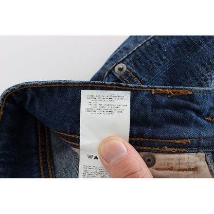 John Galliano Blue Wash Cotton Blend Slim Fit Bootcut Jeans
