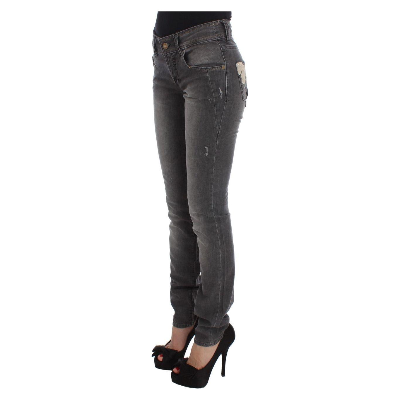 بنطلون جينز أنيق بقصّة Slim Fit باللون الرمادي من John Galliano