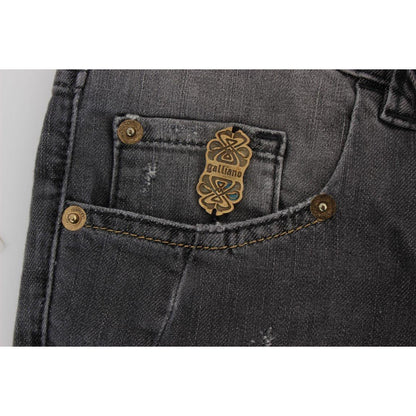John Galliano Gray Wash Cotton Blend Slim Fit Stretch Jeans