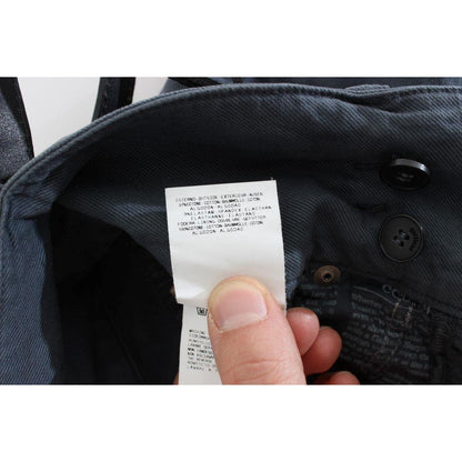 John Galliano Blue Cotton Blend Slim Fit High Waist Jeans Jeans & Pants