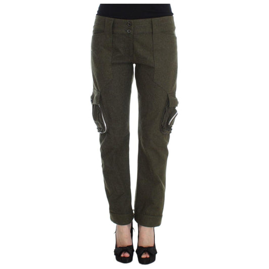 Ermanno Scervino Green Wool Blend Loose Fit Cargo Pants SIG30296-3