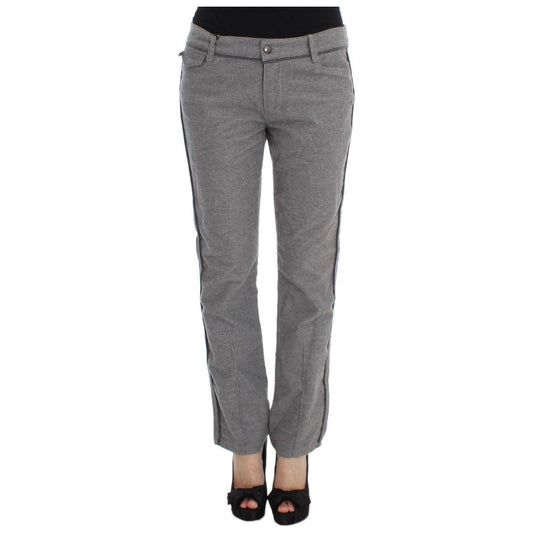 Ermanno Scervino Gray Cotton Straight Fit Casual Pants SIG30297-4