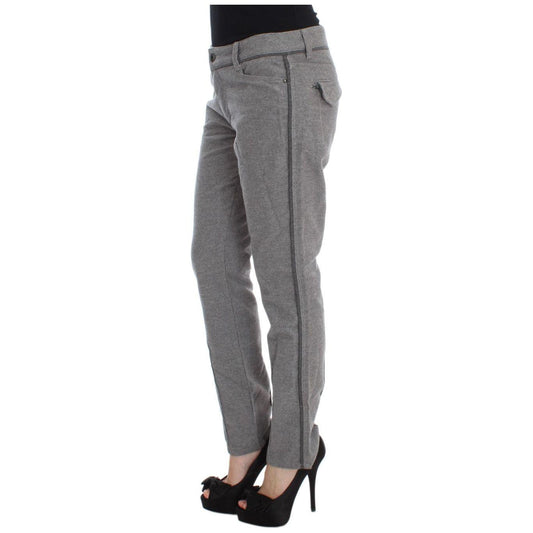 Ermanno Scervino Gray Cotton Straight Fit Casual Pants SIG30297-4