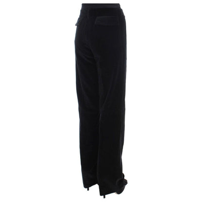 Ermanno Scervino Black Velvet Cotton Straight Legs Pants Jeans & Pants