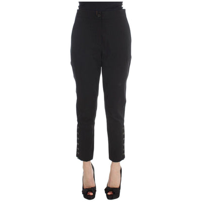 Ermanno Scervino Black Cotton Blend Capri Cropped Pants Jeans & Pants