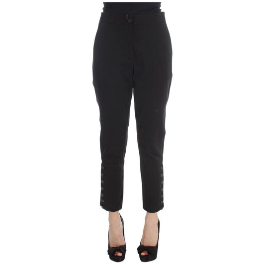 Ermanno Scervino Black Cotton Blend Capri Cropped Pants SIG30401-1