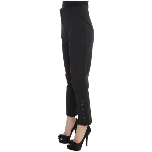 Ermanno Scervino Black Cotton Blend Capri Cropped Pants SIG30401-1