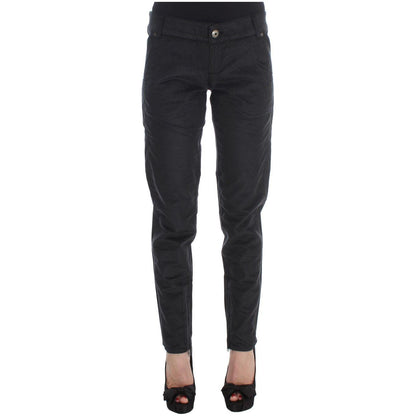 Ermanno Scervino Black Cotton Blend Regular Fit Pants Jeans & Pants