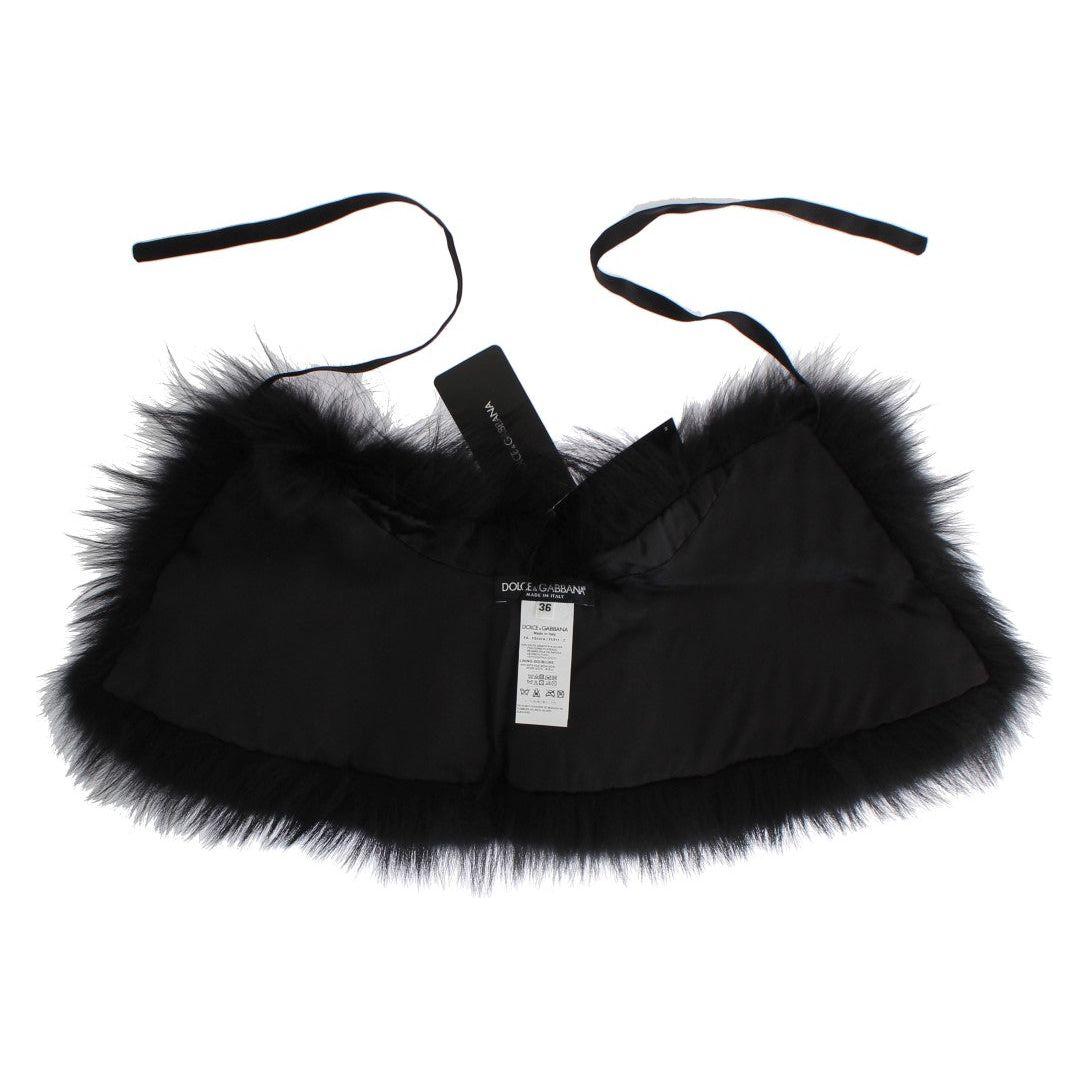 Dolce & Gabbana Black Fox Fur Collar Scarf MS1573-6