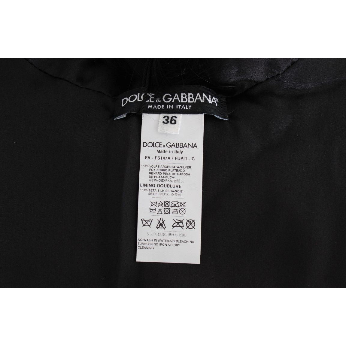 Dolce & Gabbana Black Fox Fur Collar Scarf MS1573-6