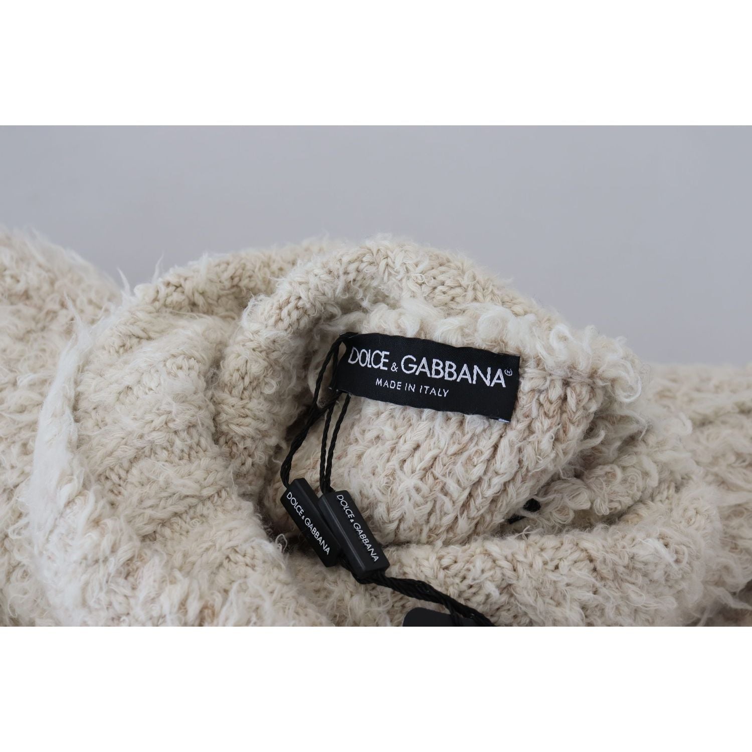 Dolce & Gabbana Cream Wool Knit Turtleneck Pullover Sweater