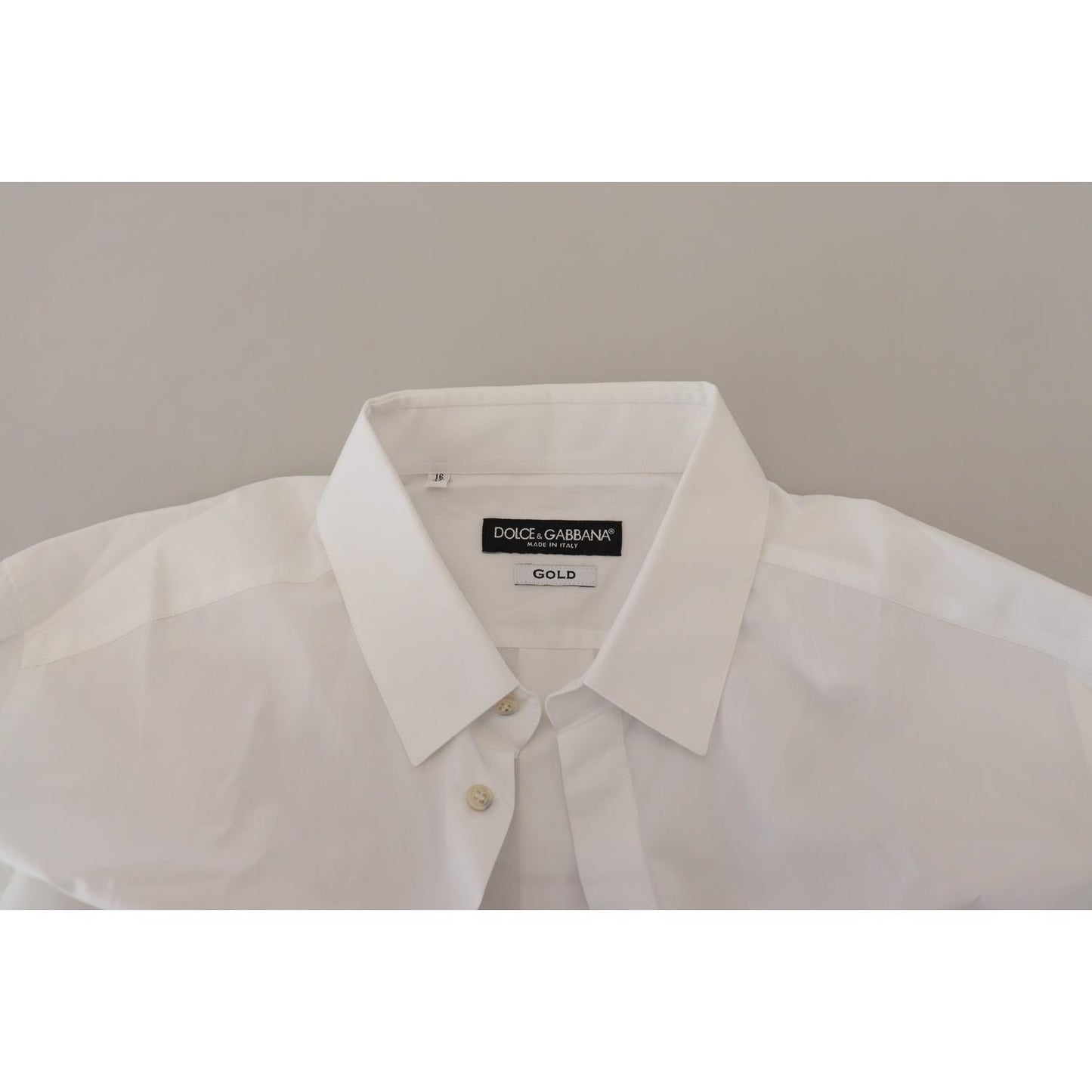 Dolce & Gabbana White Cotton Peacock Feather Formal GOLD Shirt TSH7502- 41