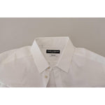 Dolce & Gabbana White Cotton Peacock Feather Formal GOLD Shirt TSH7502- 41