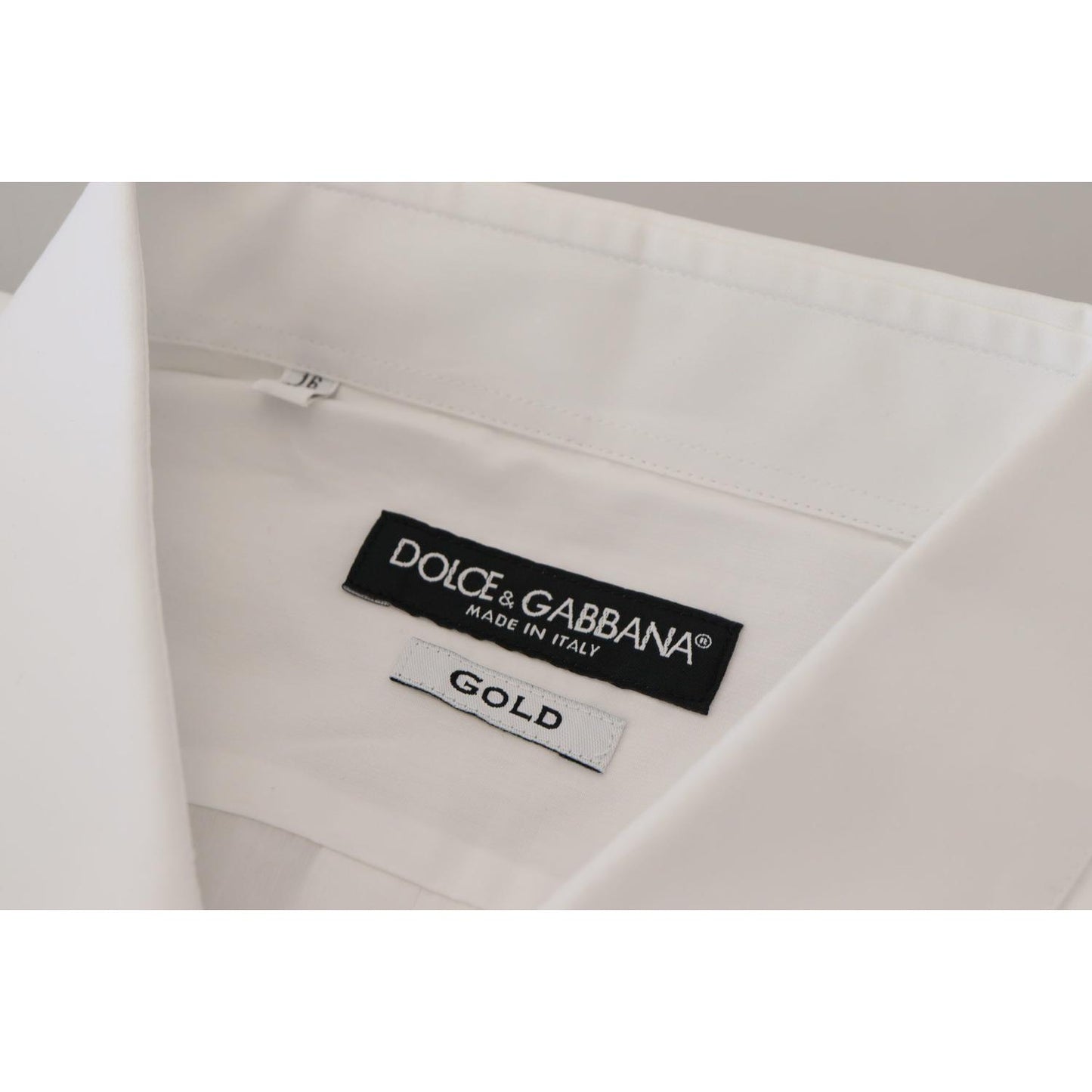 Dolce & Gabbana White Cotton Peacock Feather Formal GOLD Shirt TSH7502- 41
