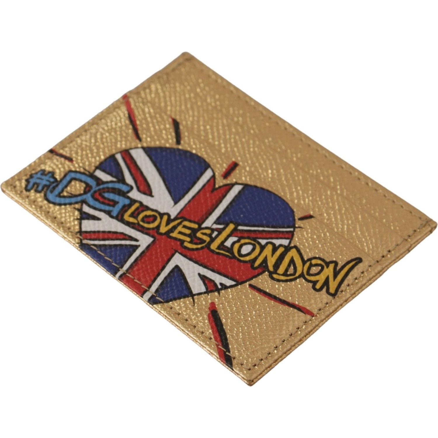 حامل بطاقات دولتشي آند غابانا الجلدي الذهبي الأنيق