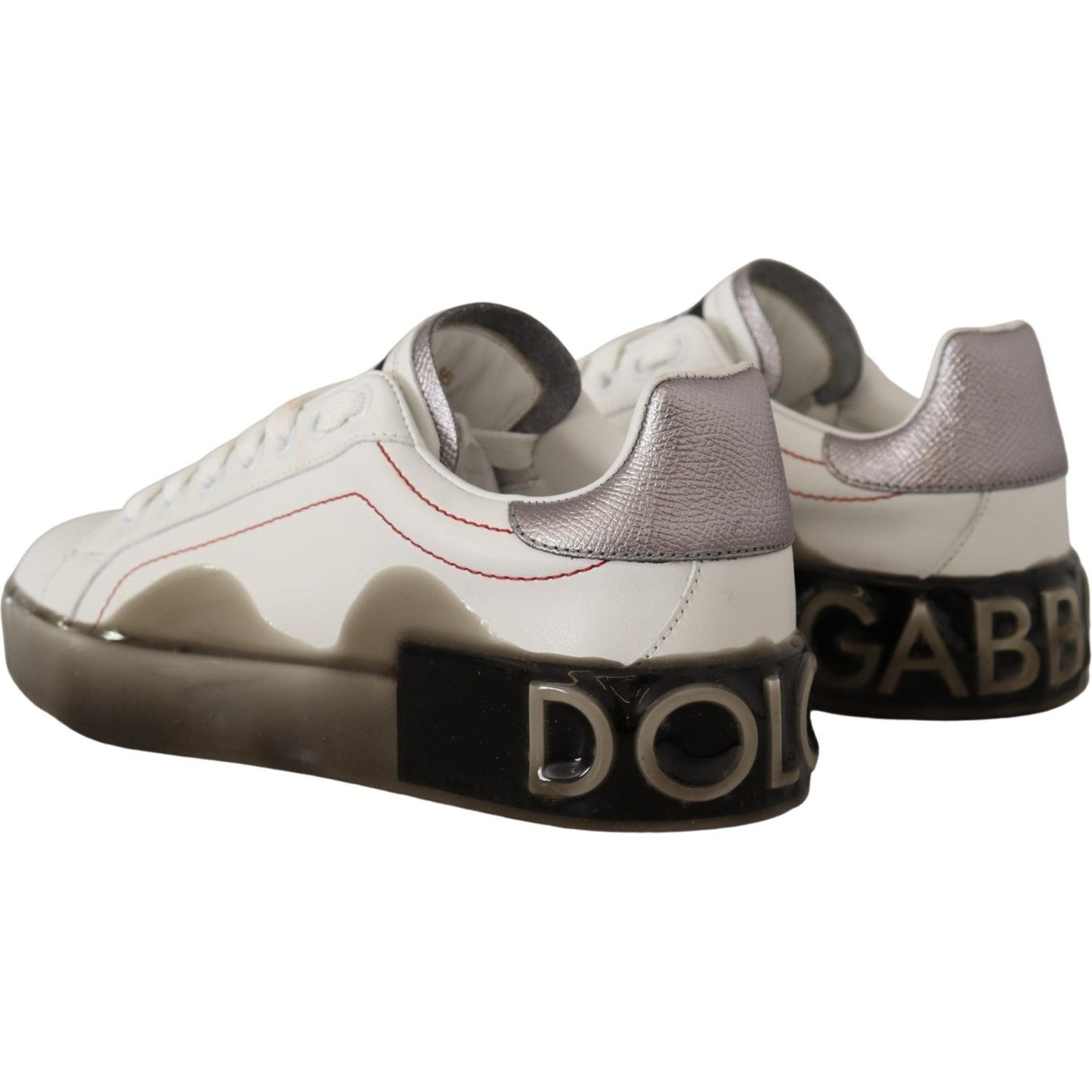 Dolce & Gabbana White Leather Shoes Womens Logo Portofino Sneakers