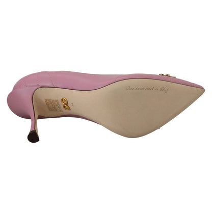 Dolce & Gabbana Pink Leather Heart DEVOTION Heels Pumps Shoes