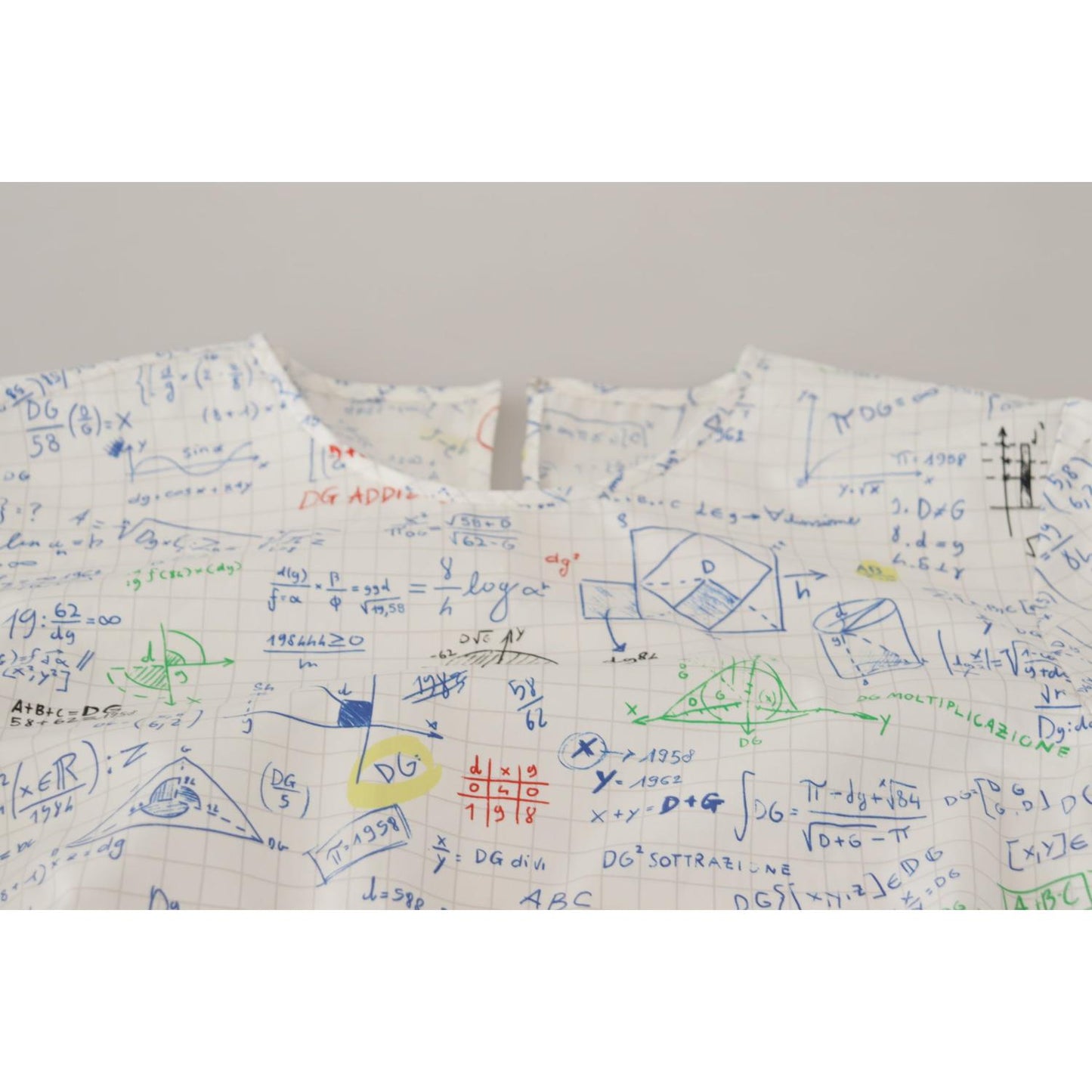 Dolce & Gabbana White Cotton Algebra Print Short Sleeves Top TSH7834- 38