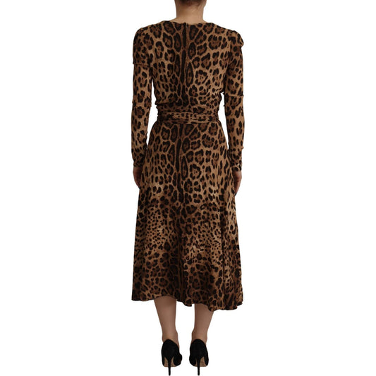 Dolce & Gabbana Brown Leopard Wrap A-line Maxi Viscose Dress DR28712- 36