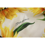 Dolce & Gabbana White Sunflower Print Sheath Midi Silk DR28741 - 36