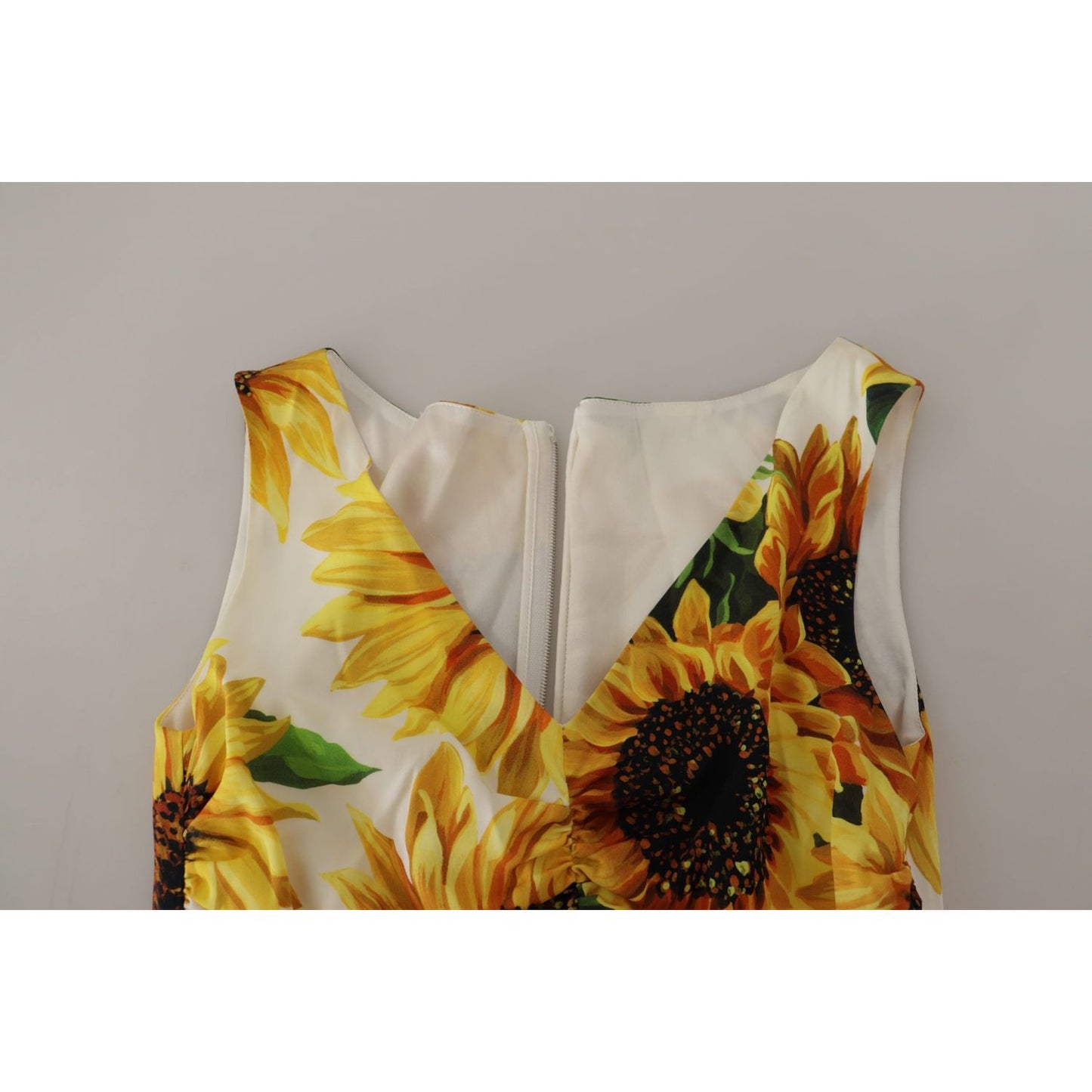 Dolce & Gabbana White Sunflower Print Sheath Midi Silk DR28741 - 36