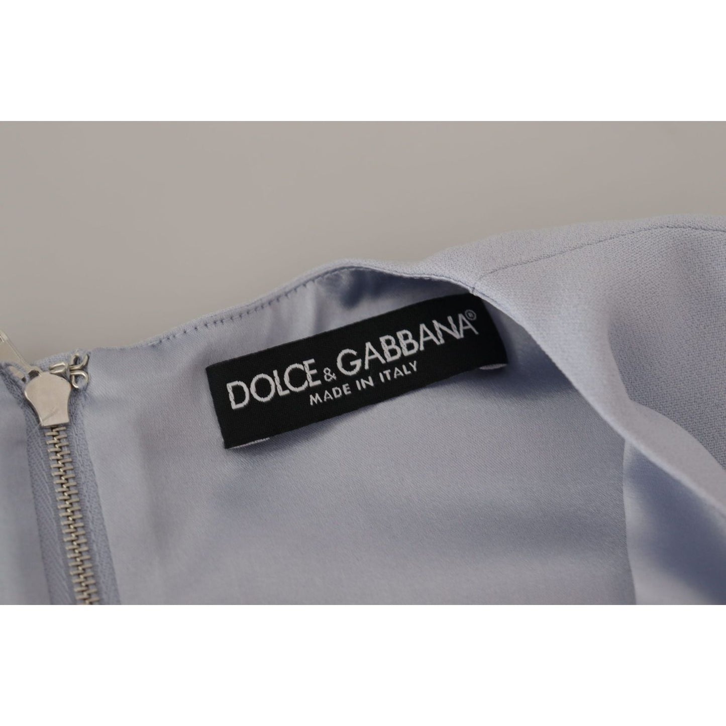 Dolce & Gabbana Blue Floral Applique Midi Viscose Dress