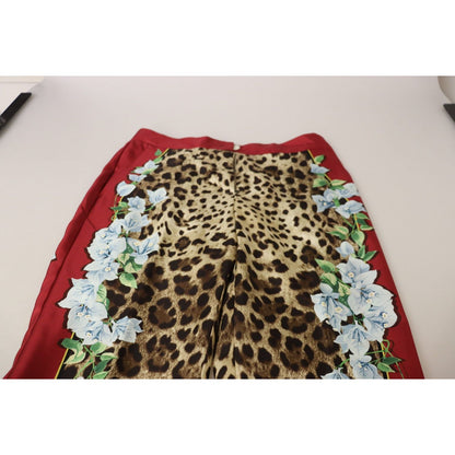 Dolce & Gabbana Multicolor Leopard Flora Printed Mid Waist Trouser Pants
