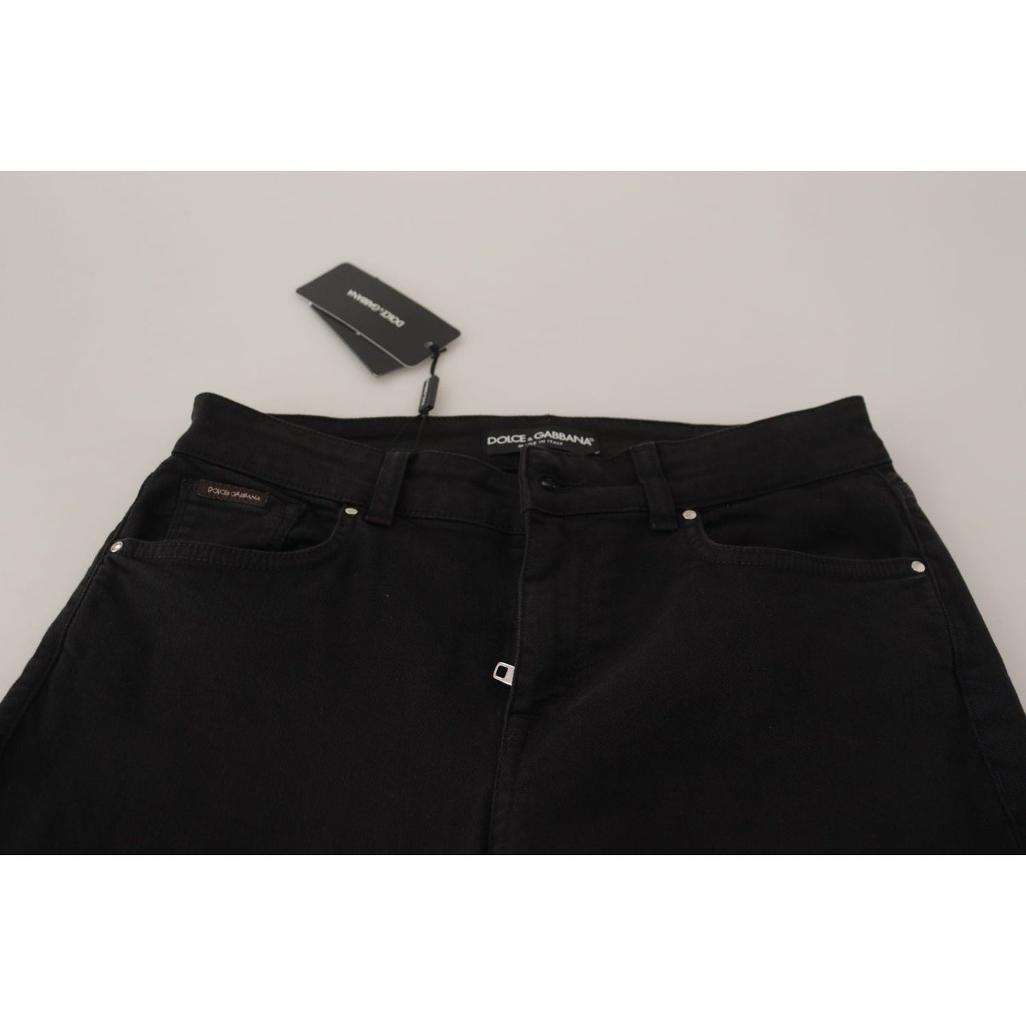 Dolce & Gabbana Black Mid Waist Skinny Denim Cotton Jeans