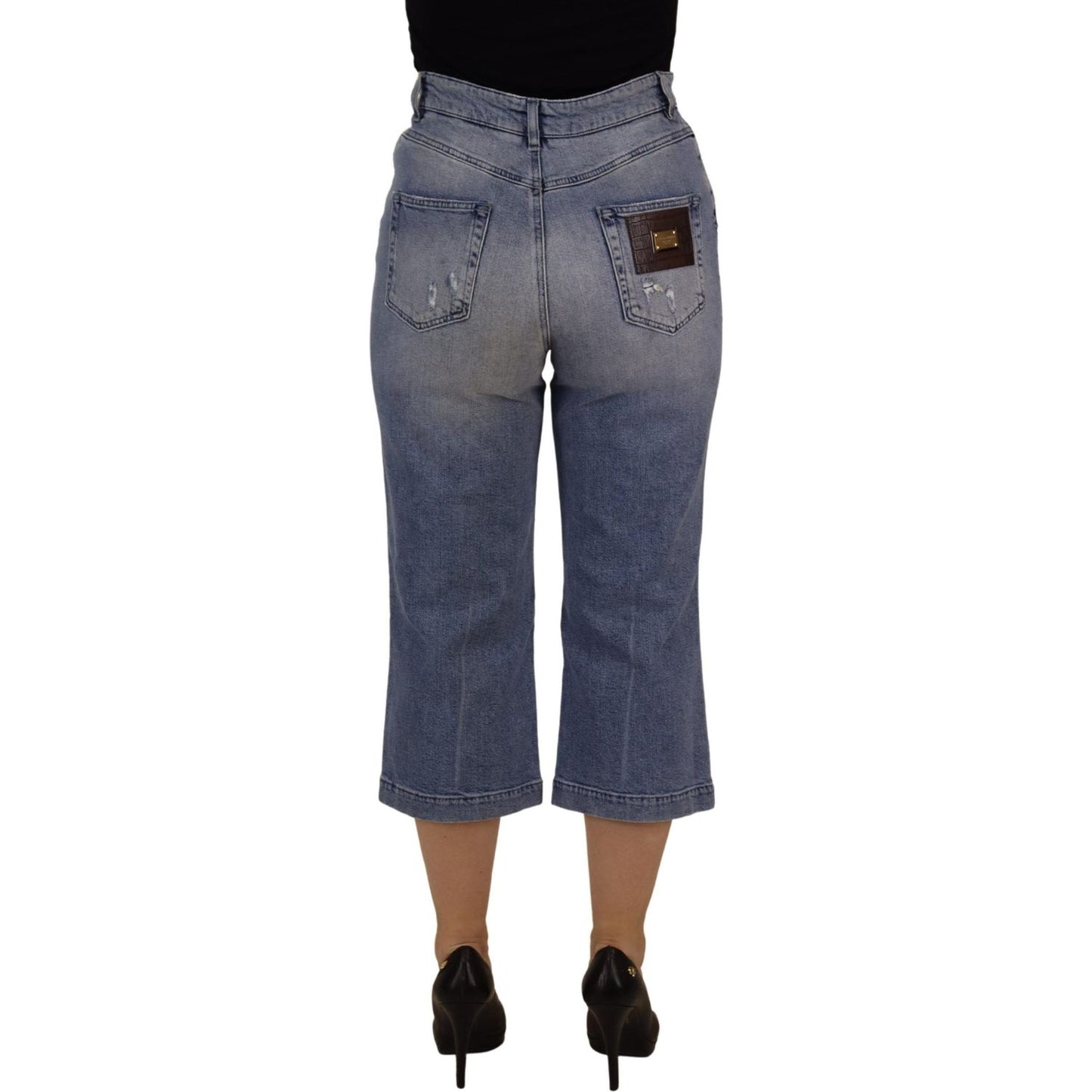 Dolce & Gabbana Blue Washed High Waist Cropped Denim Jeans PAN73105- 44