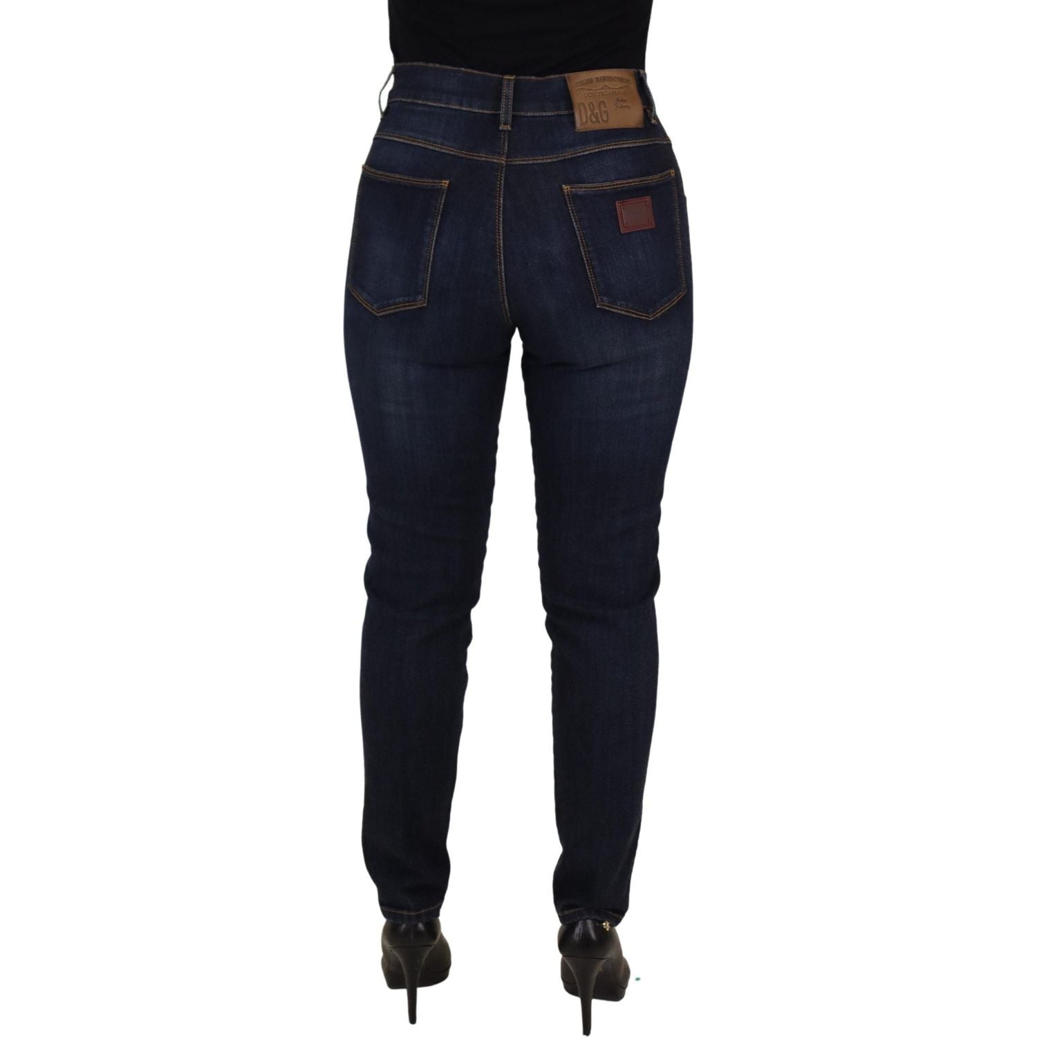 Dolce & Gabbana Blue Cotton High Waist Skinny Denim Jeans