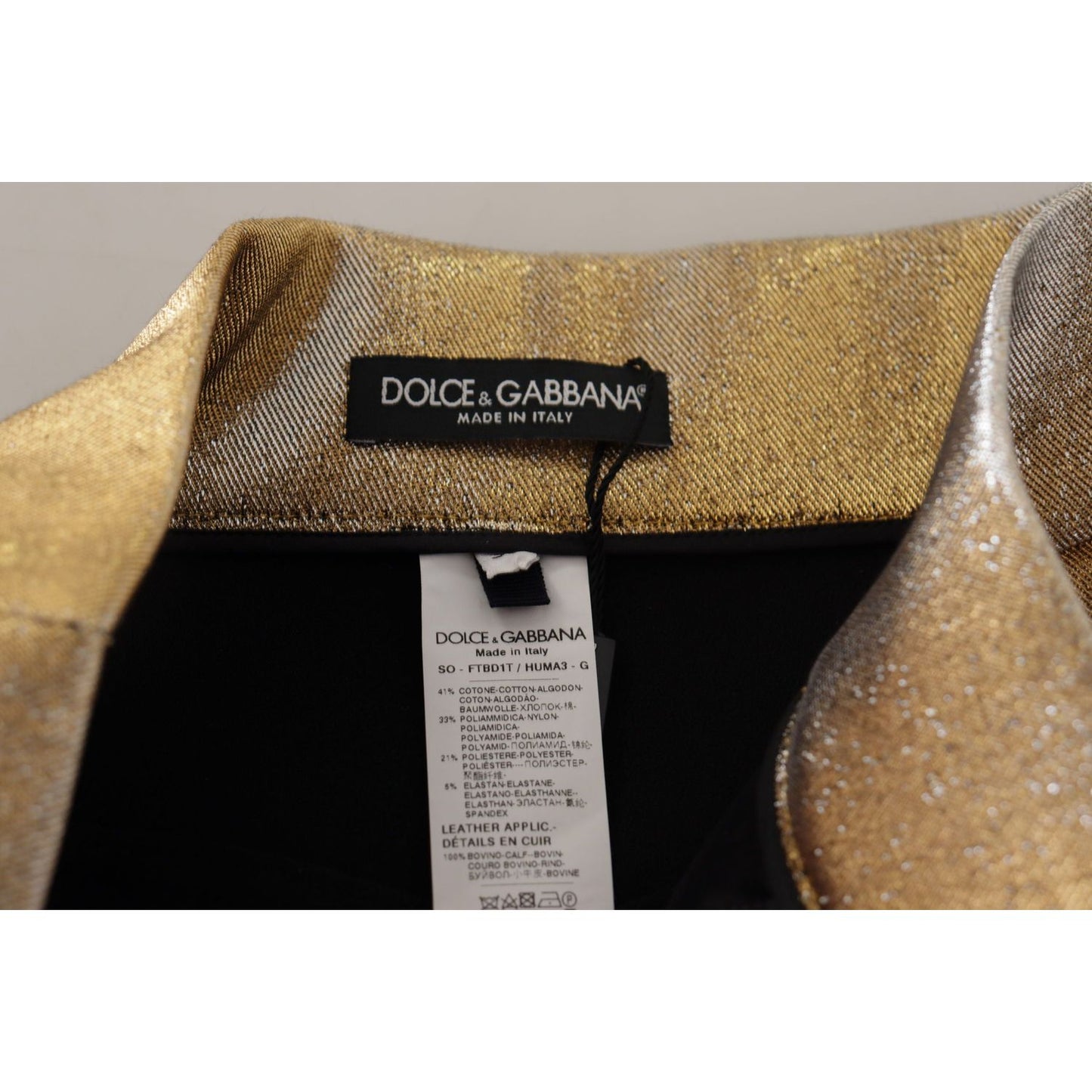 Dolce & Gabbana Gold Cotton Blend Glittered Hot Shorts