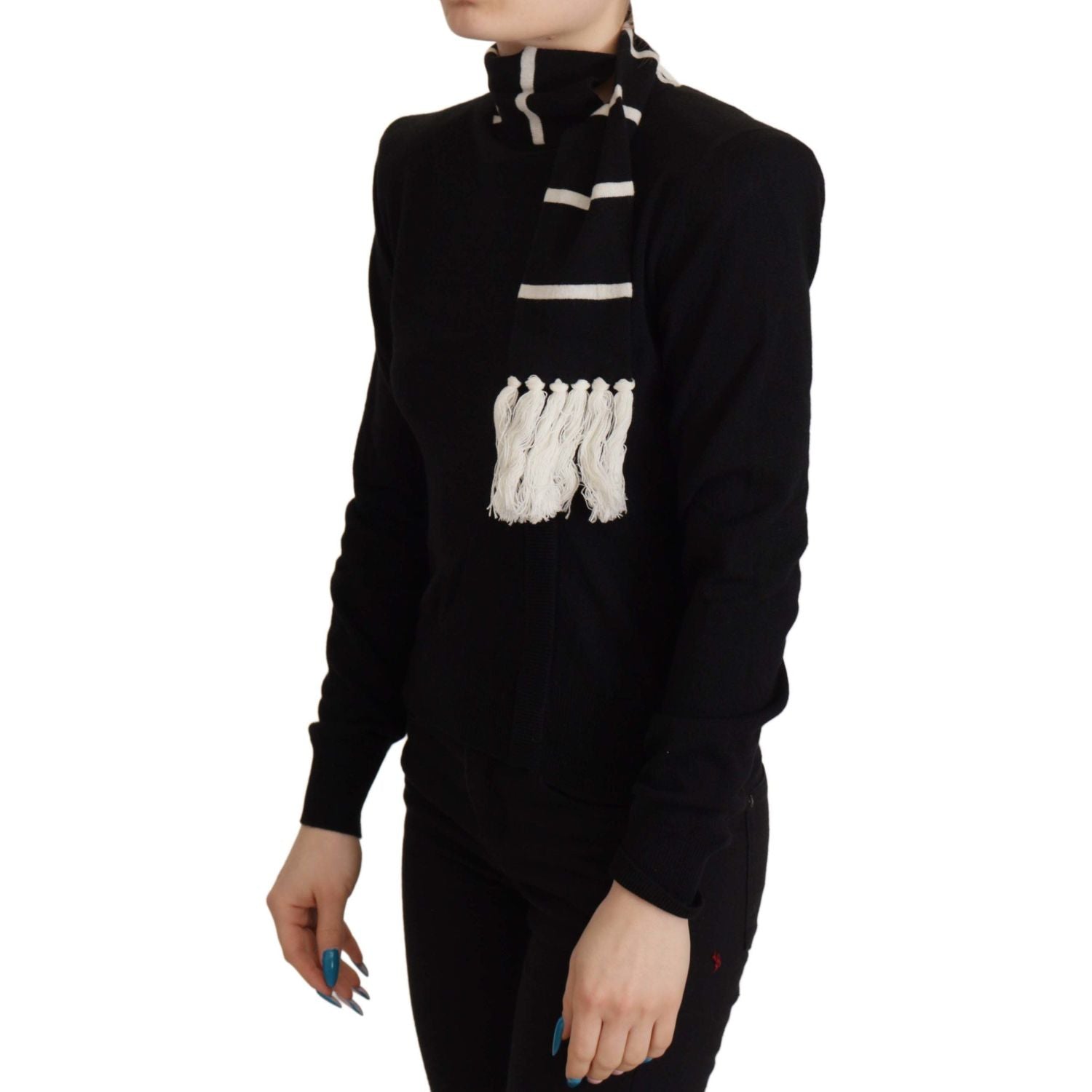 سترة أنيقة من الكشمير الأسود بياقة مدورة من دولتشي آند غابانا