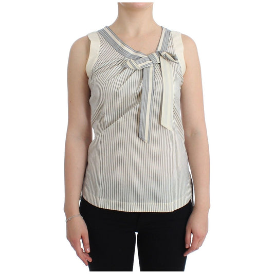 Ermanno Scervino Beachwear Striped Top Blouse Shirt Bow Tank SIG11505-1