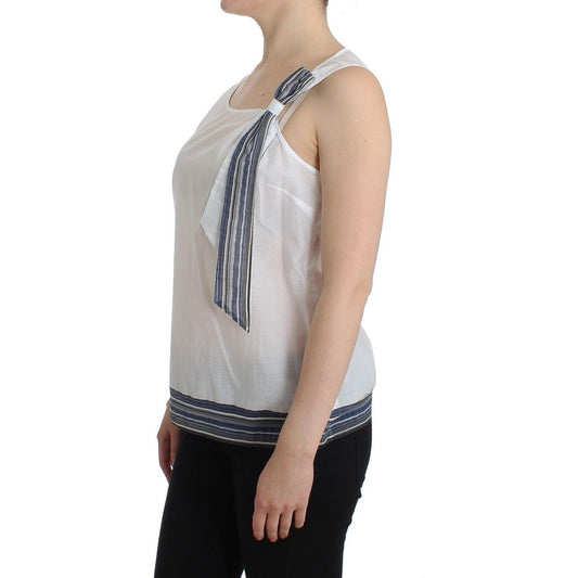 Ermanno Scervino White Blue Top Blouse Tank Shirt Sleeveless SIG11504-2
