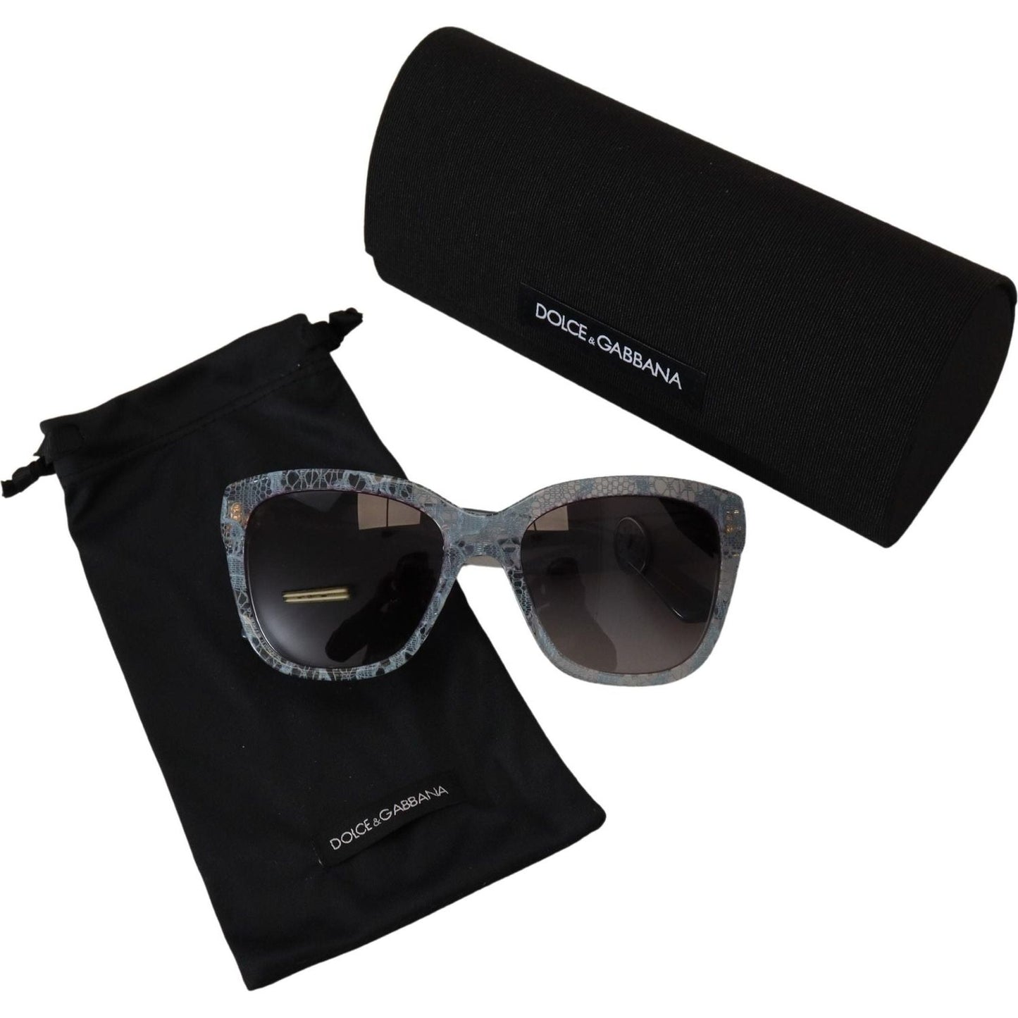 Dolce & Gabbana Blue Lace Acetate Rectangle Shades DG4226 Sunglasses