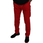 Dolce & Gabbana Red Cotton Slim Fit Trousers Chinos Pants PAN73276- 44