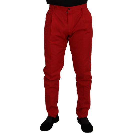 Dolce & Gabbana Red Cotton Slim Fit Trousers Chinos Pants PAN73276- 44