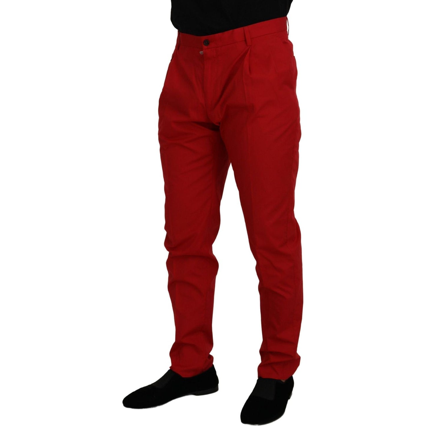 Dolce & Gabbana Red Cotton Slim Fit Trousers Chinos Pants PAN73276- 44