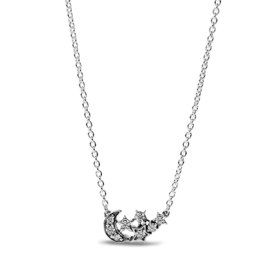 PANDORA JEWELRY Mod. SPARKLING MOON & STAR COLLIER NECKLACE-0