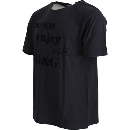Dolce & Gabbana Gray Crewneck Cotton Short Sleeve T-shirt MAN T-SHIRTS