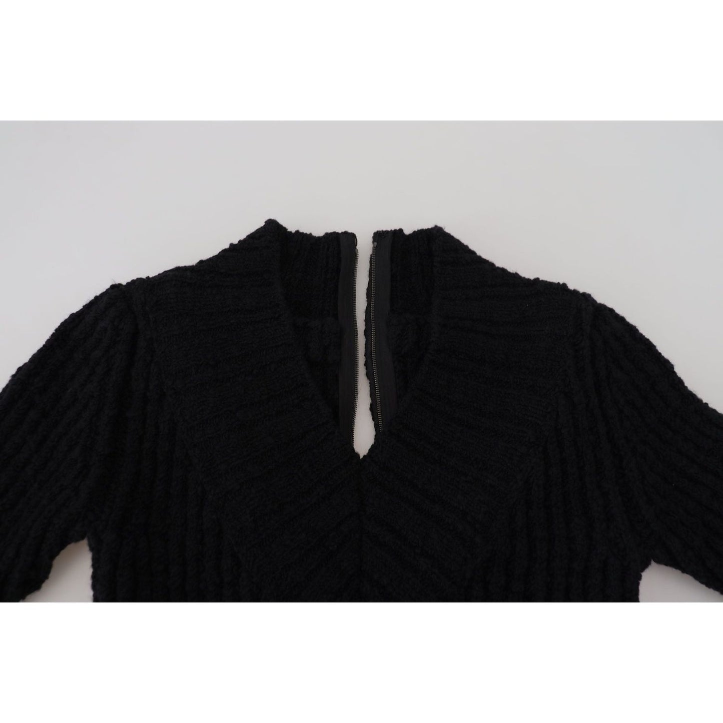 Dolce & Gabbana Black Wool Knitted Sheath Sweater Dress WOMAN DRESSES